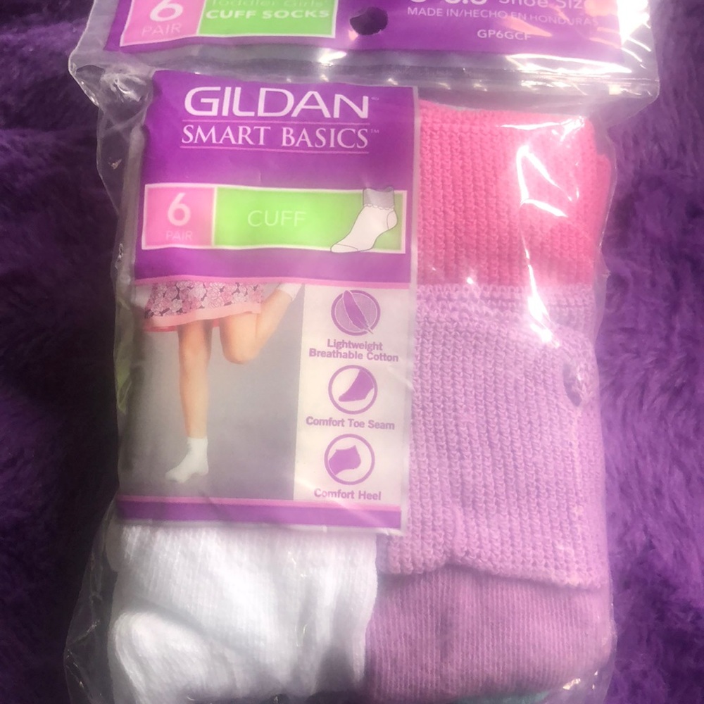 Gildan Smart Cuff Girls Socks 6 Pairs